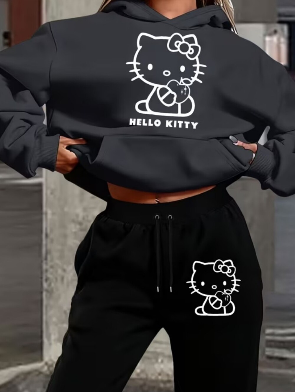 Hello Kitty Black Hoodie And Sweatpants